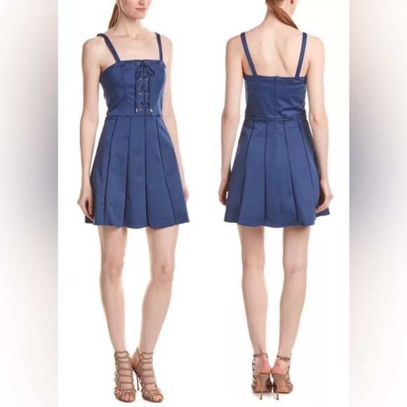 Parker Athena Lace-Up Blue Dress - Picture 2 of 9